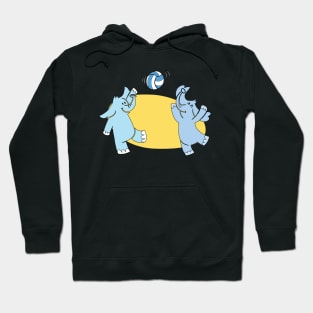 Elephants Playing Volleyball Children Motif Hoodie